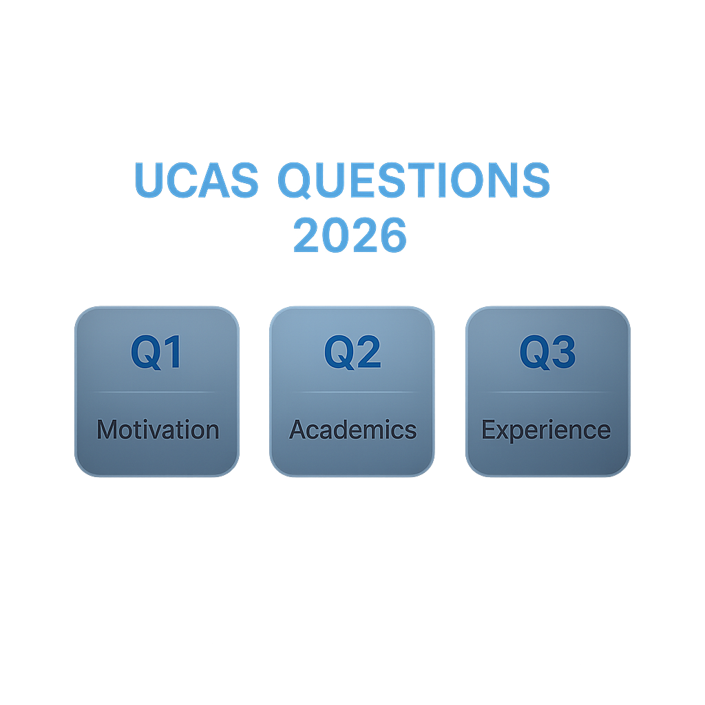 Diagram mapping the three 2026 UCAS engineering personal statement questions to evidence types