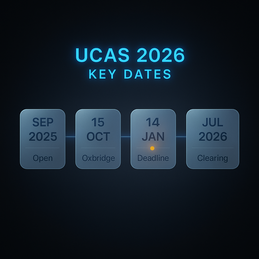 Timeline of UCAS deadlines for 2026 entry from September 2025 to September 2026